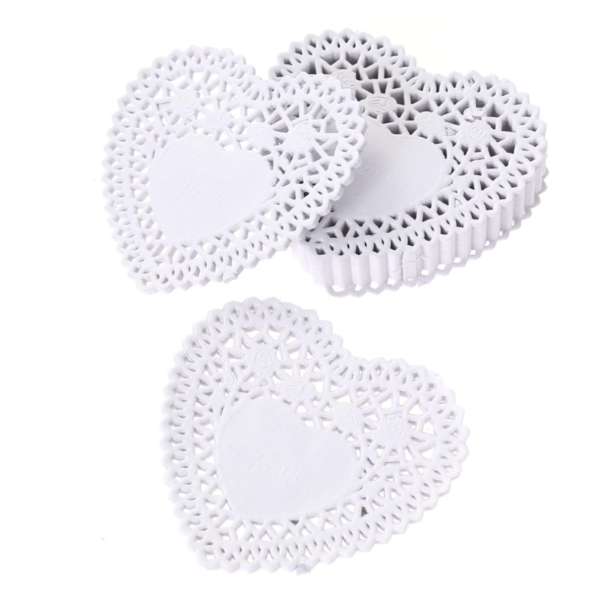 CIYODO Fashionable Heart Shape Cake Lace Paper 250pcs Oil Absorbing Doilies for Wedding Decorations