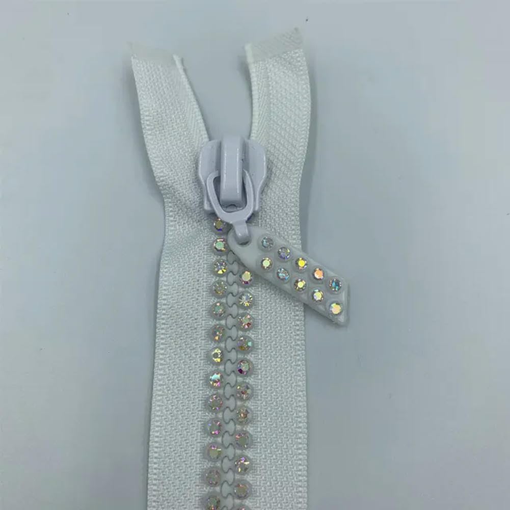 umass 2-10pcs 10# 24inch,60cm Crystal Zippers AB Crystal Rhinestone Separating Zippers Base Dress Colthes Sewing 10#