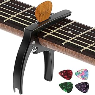 Guitar Capo,TANMUS 3in1 Zinc Metal Capo for Acoustic and Electric Guitars (with Pick Holder and 4Picks),Ukulele,Mandolin,Banjo,Guitar Accessories
