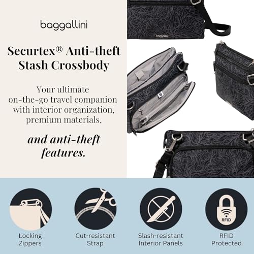 Image of Securtex Anti-Theft Stash Crossbody - 9.25 inchx 6.25 inch Travel Safe Bag w /Locking Zippers