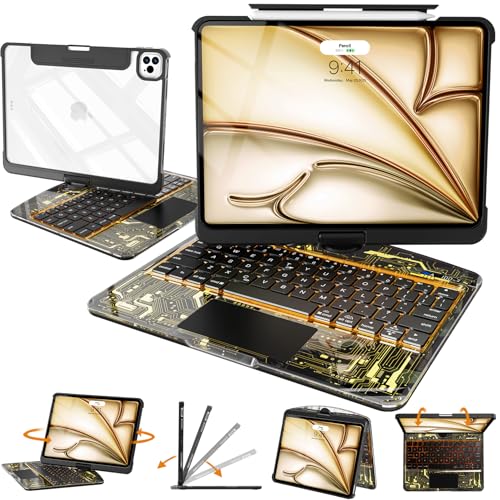 Image of Intermerge Stylish Magic Keyboard Case for iPad A16 11th / 10th 10.9 inch Gen, Floating Magnetic Stand for A16 11th Magic Case, Smart Trackpad & Keyboard Film, Black