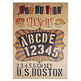 ステンシルシート アルファベット大文字＆数字セット U.S.BOSTON cm (2,3,4,5,6cm)