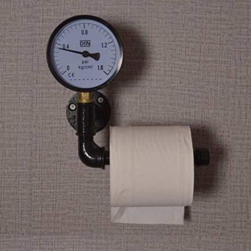 Bestlymood Toallero de Papel de Hierro Forjado TuberíA de Agua Estante de Toallero de Papel de Madera Maciza Estante de… - Imagen 3