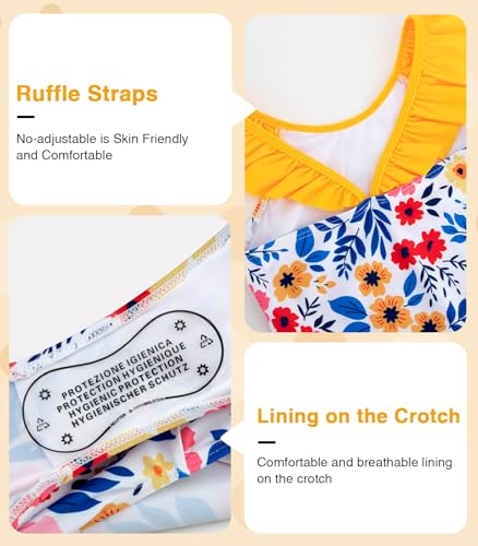 DAXIANG Girls Ruffles One Piece Swimsuits Quick Dry Beach Sport Swimwear Toddler Kids Mermaid Unicorn Bathing Suit 4-10 Years4