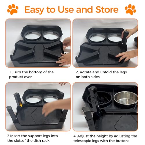 Raised Dog Bowl With Stand - 4 Height Adjustable Elevated Dog Bowls Dog Feeding Station 2x 1600ml Stainless Steel Food and Water Bowl Set Pet Feeding & Watering Supplies for Small Medium Large Dogs - Image 6