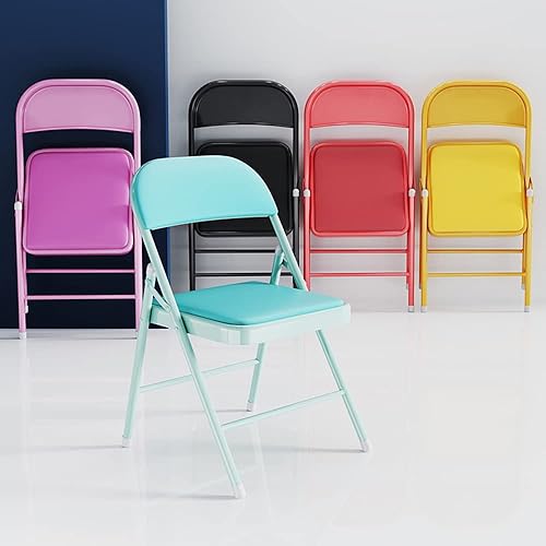 Miniatura 5 de SUSUO Silla plegable con asiento y respaldo tapizados, silla plegable portátil resistente para oficina en casa, mesa de estudio, comedor,