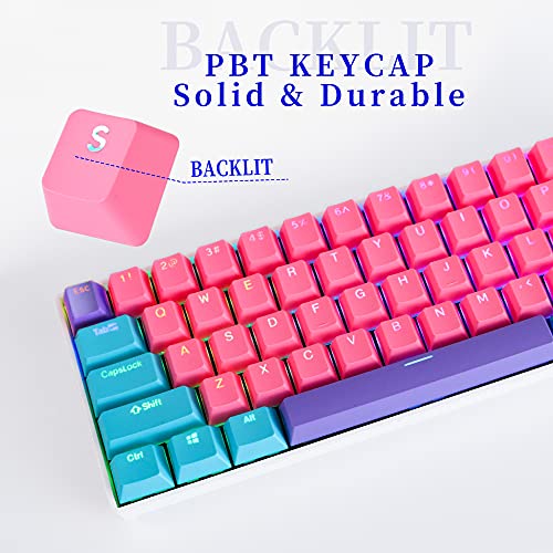 Image of Guffercty kred GTSP 60% PBT Mechanical Gaming Keyboard Keycaps with 6.25U Space Bar OEM Profile for Cherry MX Switch Design Zhri (QWERTY Layout)