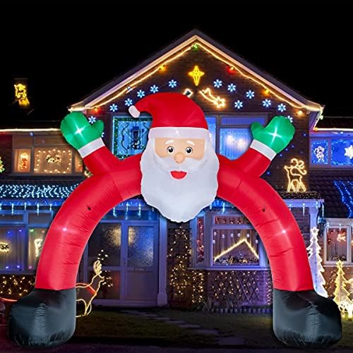 Poptrend Inflatable Christmas Decorations 10 Foot Christmas Santa Arch – Christmas & X’mas Blow Up Decor for Yard,Lawn,Home with Bright LED Christmas Lights–Wacky,Funny (10 FT Santa Archway)