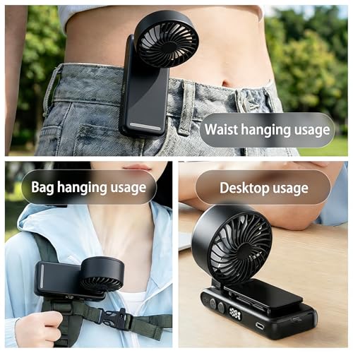 Curloni Portable Handheld Turbo Fan with Ice Cooling, 8m/s High Speed Turbo Fan, 4-in-1 Hand/Neck/Desk/Waist Fan with Clip for Umbrella, Stroller, Office, Beach, Outdoor, Summer/Travel Essentials - image 3