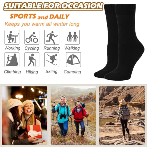 Image of Josnown Thermal Warm Boot Socks for Women, 5 Pairs Winter Thick Cozy Hiking Crew Comfy Socks Full Cushioned, Size 5-10