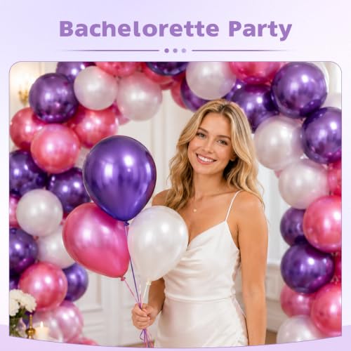 Image of Metallic Purple Balloons, 12 Inch Chrome Purple Latex Party Balloon