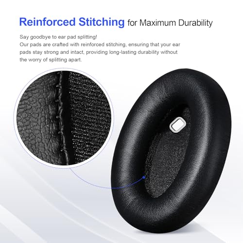 Almohadillas de repuesto Aurivor para auriculares Sony WH-1000XM4, fundas para orejeras con cuero sintético suave, espuma viscoelástica para aislamiento acústico, grosor aumentado y diseño compatible con sensores (Negro) miniatura 2