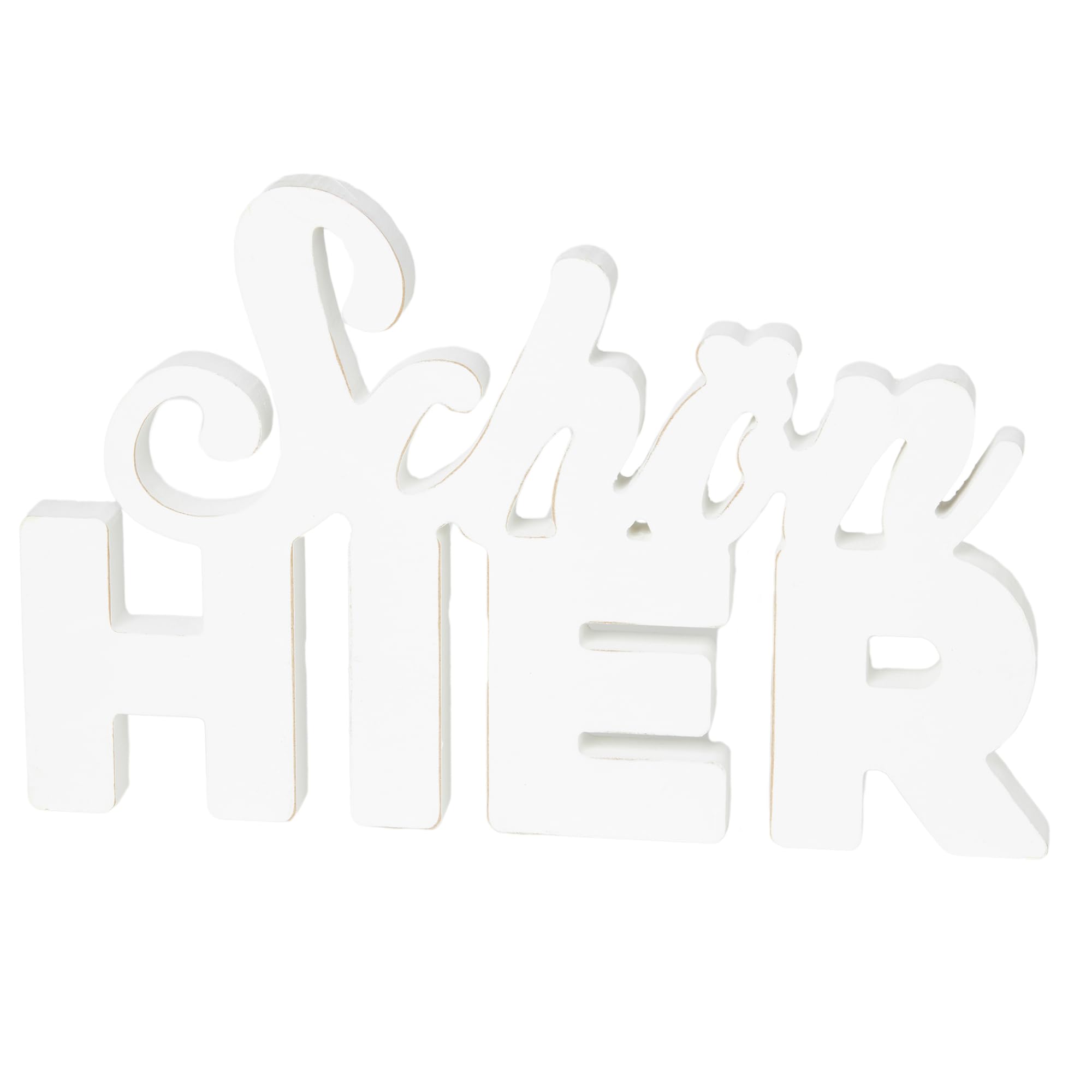 HEITMANN DECO 1009071 Wooden Lettering Schön Here (Stand-Up) Decorative Figure - Modern, Indoor Decoration - White