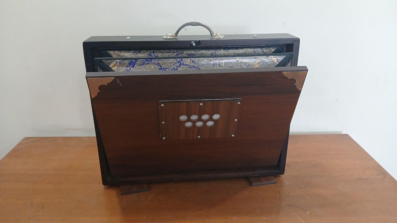 Shruti-Box mit 39 Tasten, Dunkelbraun, 3-Oktave (C-C), Drohneninstrument, 440 Hz & 432 Hz gestimmt, optionales Fußpedal, handgefertigtes Teakholz-Finish