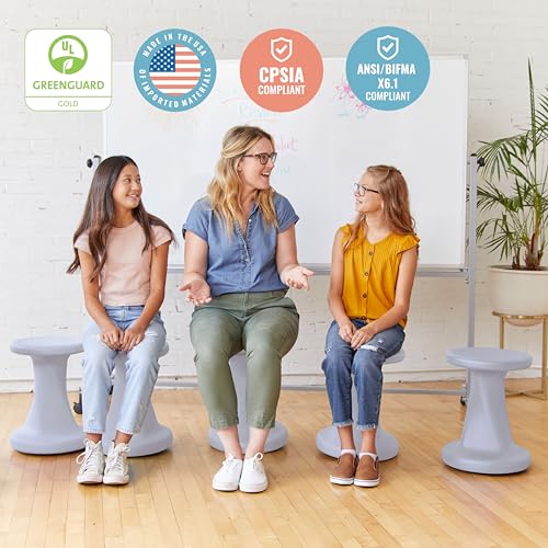 Image of ECR4Kids Twist Active Wobble Stool, 18in Seat Height, Classroom Furniture, Light Grey