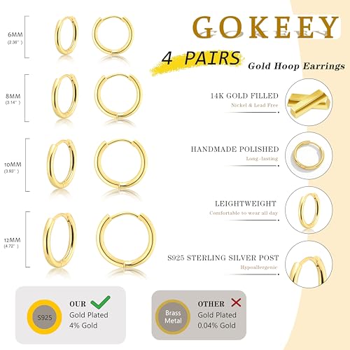 Small Gold Huggie Hoop Earrings Set for Women 14K Gold Plated Hypoallergenic Lightweight Earrings for Sensitive Ears Everyday Earrings Sets for Multiple Piercing Cartilage Hoop Earrings Stack Jewelry4