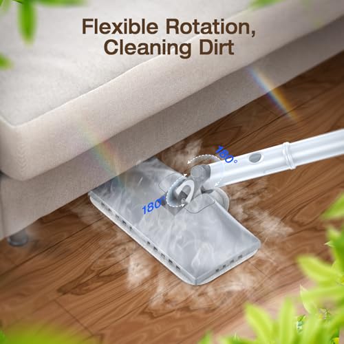Image of Steam Mop with Detachable Handheld Steam Cleaner, 10-in-1 Multi Accessories, Quick 10s Heat, 350ml and 2-Level Steamer for Cleaning Floor, Carpet, BBQ Grill, Tile, and Grout, Light White