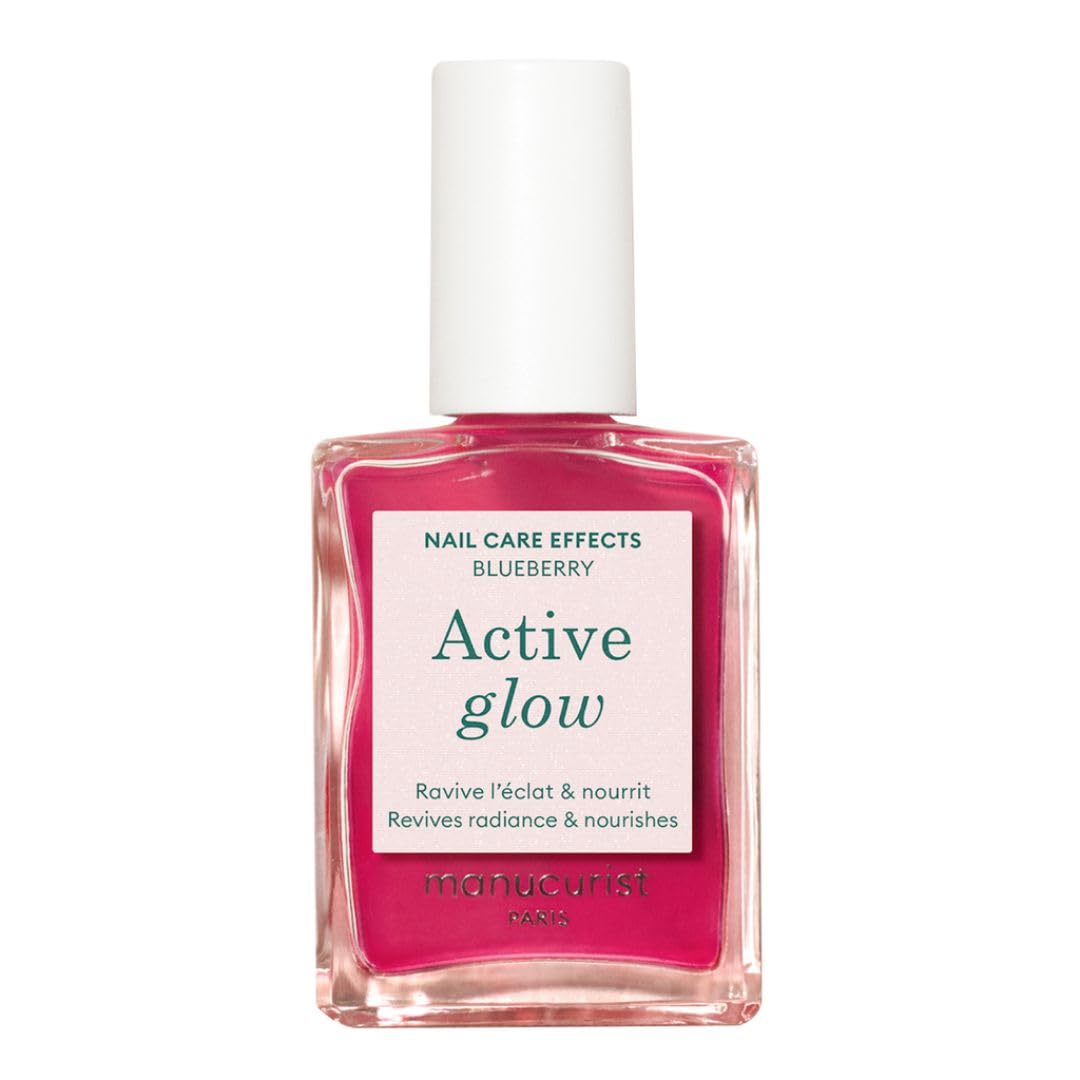 Manucurist Active Glow Blueberry (Rose Froid) Vernis à Ongles Soin Reparateur Bio-​Sourcé: Amande Douce, Myrtille, Vernis à Ongles Nourrissant & Brillant, Vernis Transparent Effet Rosé