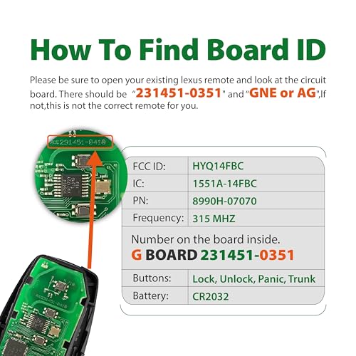 Keylessbest Replacement for 2020 2021 2022 Smart Proximity Toyota Avalon GNE 231451-0351 Board Key Fob HYQ14FBC 315MHz 4 Buttons by Keylessbest - Used condition - Image 2