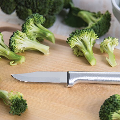 Rada Cutlery Paring Knife Set 3 Knives with Stainless Steel Blades and Brushed Aluminum Made in The USA, 7 1/8