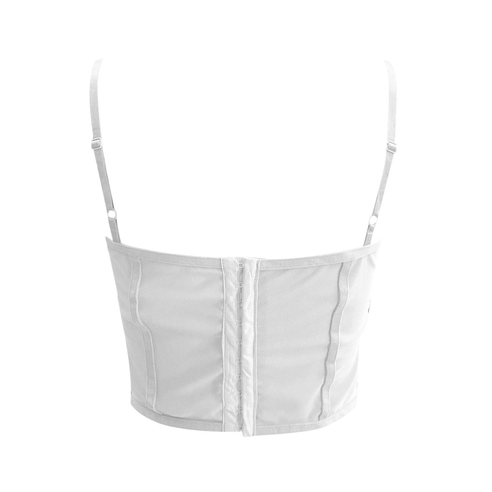 Genérico Corsé de encaje para mujer corpiño con tirantes top corto deshuesado sin espalda faja moldeadora ajustable lencería moderna de control corporal