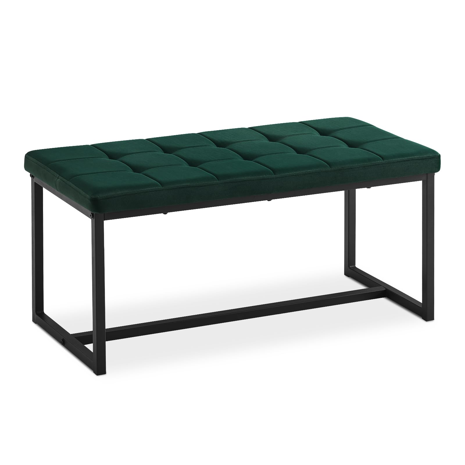 Banc Rembourré En Velours 100x49x47 Cm - Pieds Métal, Pour Entrée, Salle à Manger Ou Chambre