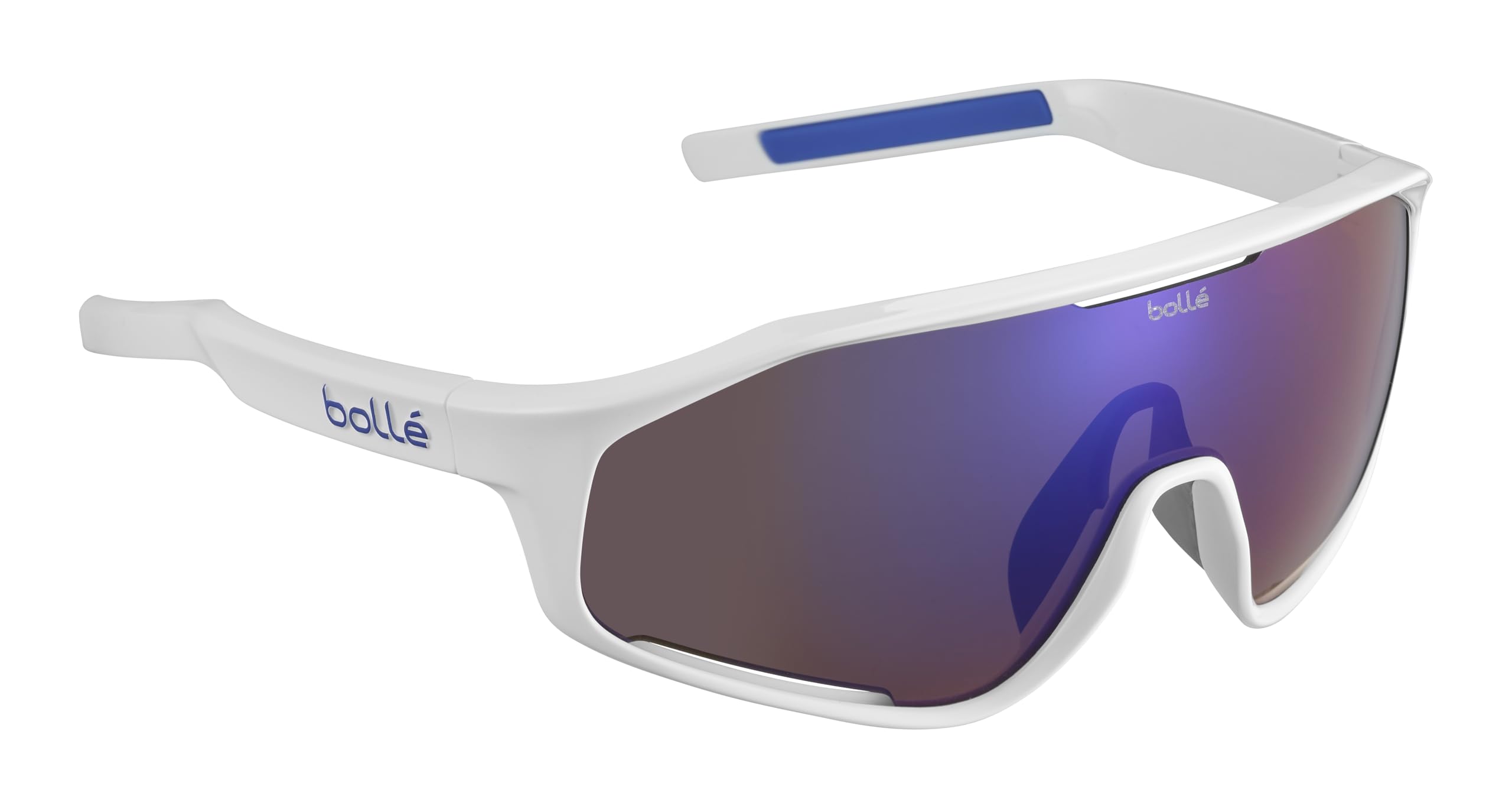 bollé - SHIFTER, biały błyszczący, brązowy niebieski kot 3, duży, okulary przeciwsłoneczne, unisex, dorosły