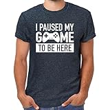 I Paused My Game to Be Here t Shirt Gamer Gifts for Men Gaming Funny Graphic Tees (Charcoal Black, Large)