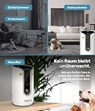 PetTec® Haustierkamera 360° und automatischer Futterspender mit Leckerliauswurf - via App & Multitaste - Bell-Erkennung - 3MP Nachtsichtfunktion - Hundekamera & Katzenkamera