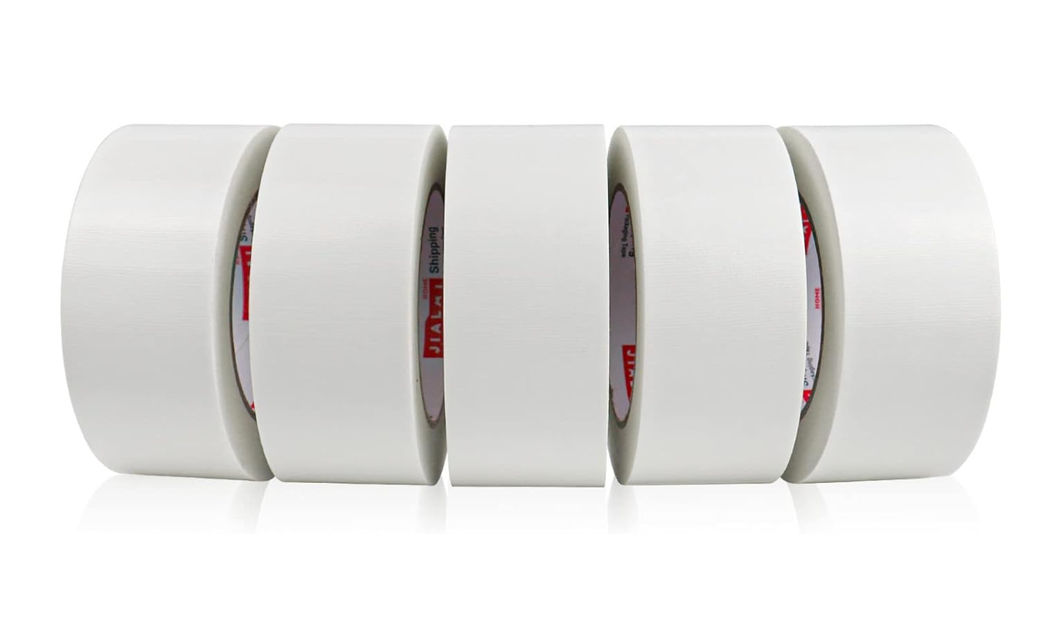 JIALAI HOME 5-Pack White Duct Tape, 2 inches x 30 Yards, 8.27 mil Thickness, Heavy Duty, Strong, Flexible, No Residue, All-Weather and Tear by Hand - for Patch, Protect and Temporary Repairs