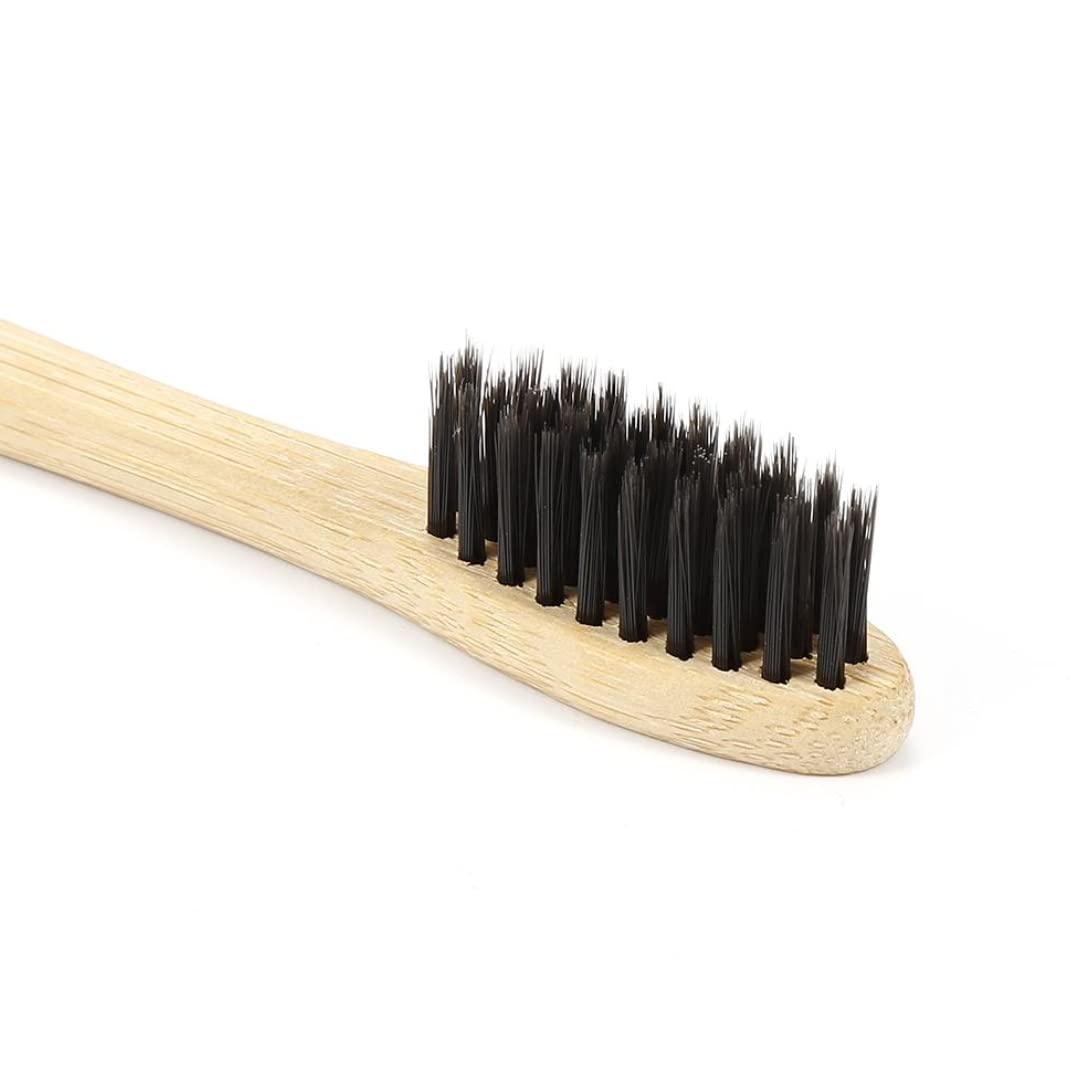 BambooIndia Bamboo Toothbrush Soft Manual | Pack Of 4 For Kids & Adults | BPA Free Dual Charcoal Black Soft Bristles with Toung Cleaner | Antibacterial & Biodegradable Handle | 100% Natural & Eco-Friendly - Image 3 thumbnail