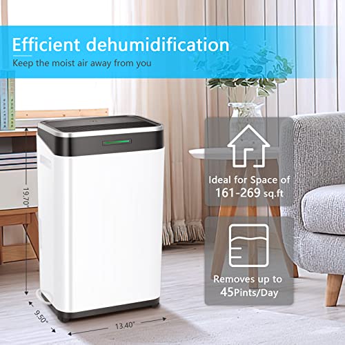 Image of Antarctic Star 45 Pint Dehumidifier - 2750 Sq Ft Dehumidifiers for Home, Basements with Humidity Sensor, Air Filters, Auto Defrosting and Energy Use Electronic Control Smart Off /On