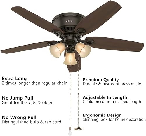 Miniatura 3 de SmoTecQ Cadena de tracción para ventilador de techo, cadena de extensión de bola de cuentas de diámetro estándar de 0.118 pulgadas para ventiladores