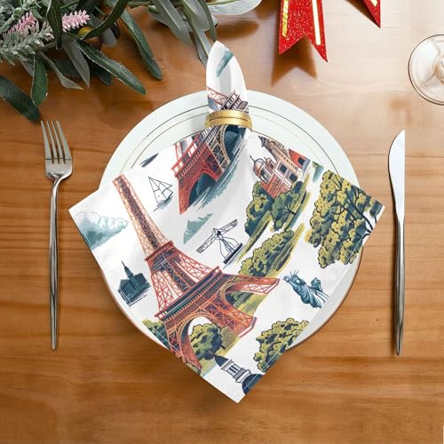 Servilletas de Tela Qilmy con Estampado The World Landmarks x6 miniatura 2