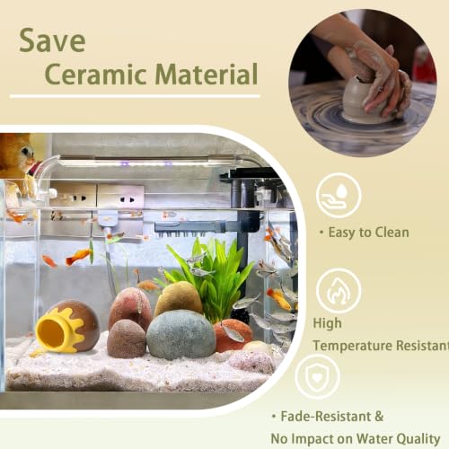Image of Ceramic Aquarium Decor Cartoon Honey Design Betta Fish Tank Cave