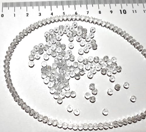 Image of GoSetGet! 4mm Rondelle /Tire (1000 Pcs) White /Diamond Crystal Macrame Plastic Beads for Arts, Crafts & Decoratives-High Sparkle Cutting Crystal Beads for Macrame, Jhula, Torana, Jhumar (Clear /Diamond)