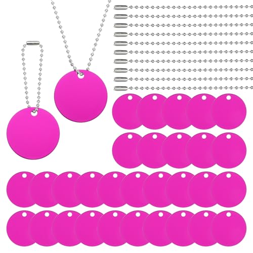 Étiquettes chien vierges en aluminium anodisé rose de qualité supérieure et chaîne acier