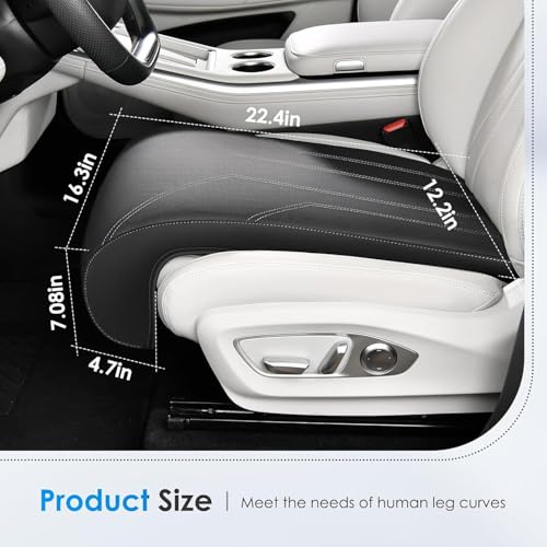 Image of FLORICH Car Seat Extender Leg Extender Support Cushion for Driver Seats Office Chair, Leather Carseat Leg Support for Long Drivers Universal Car Seat Cushion Legs Rest Pads-Black
