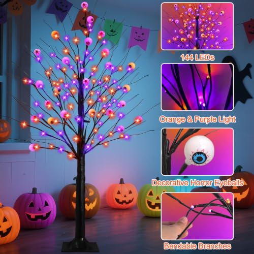 2pcs 6FT Halloween Decorations Black Spooky Tree Lights - Image 3