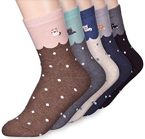 GotYourToes | Womens Teen Girls | Cute Animal Print | Crew Socks | Great Gifts, Sweet Cats, 6-9