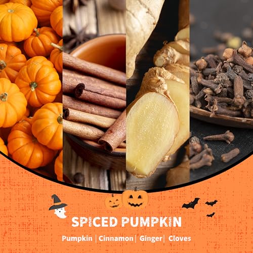 Image of Airkeep Halloween Reed Diffuser Set,3.38 fl oz (100 ml) - Spiced Pumpkin Oil Diffusers with 8 Reed Sticks, Home Fragrance Reed Diffuser for Bathroom Shelf Decor