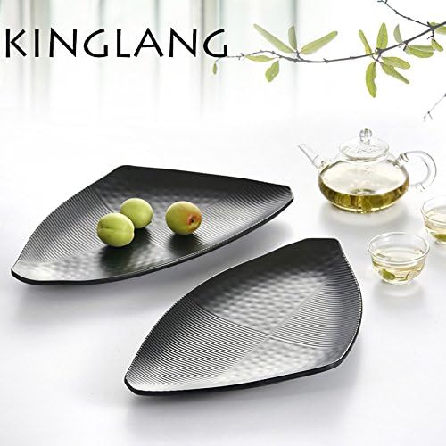 Kinglang 2 Sizes Plastic Black Melamine Angle Shaped Plate Big Huge Dish for Seafood Restaurant