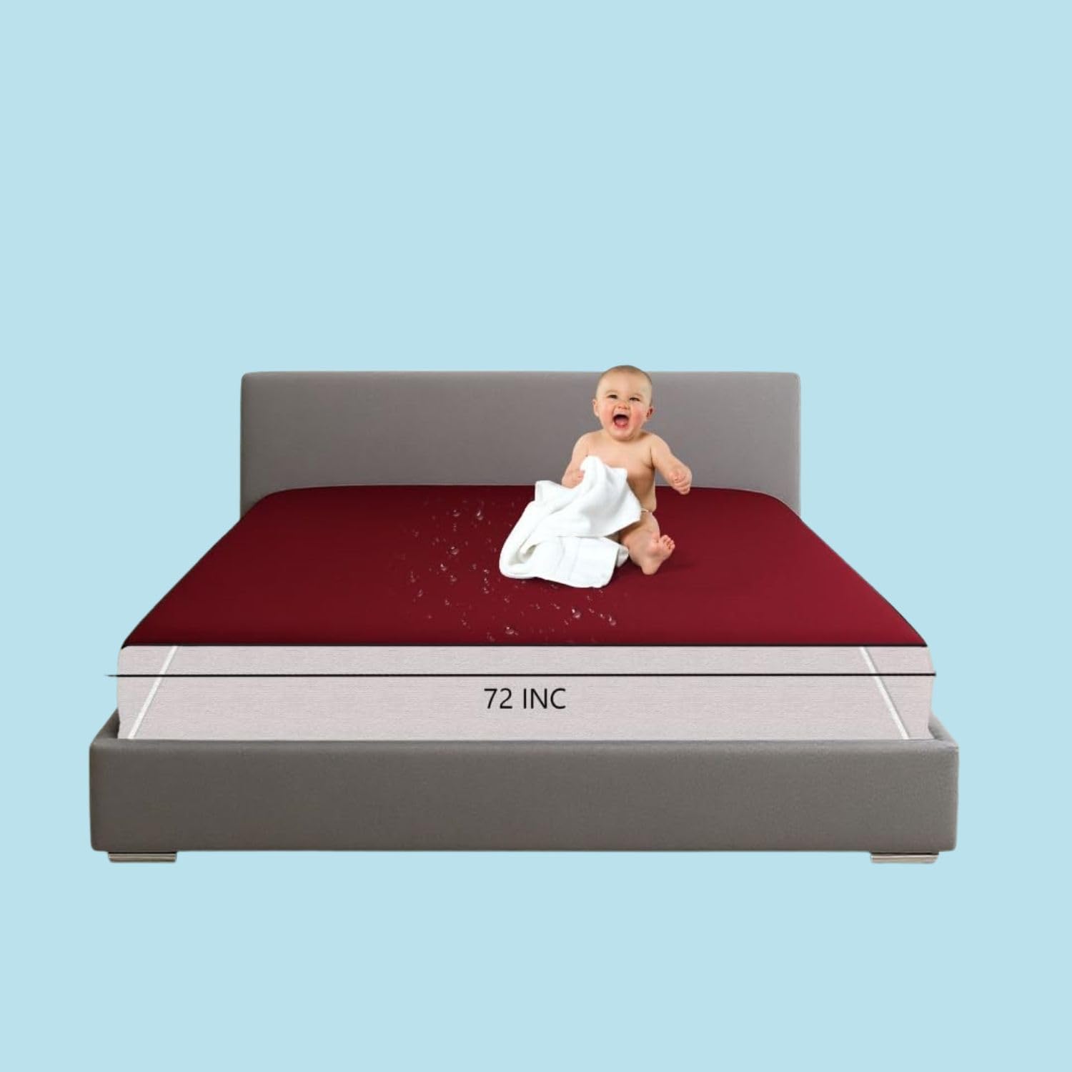 Waterproof Mattress Protector Red Cotton Terry Premium King Size Bed Cover-picture-23