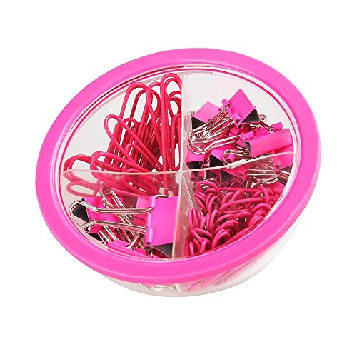 Kit Clips e Prendedores de Papel Rosa,Tilibra - 1 pote com 86 unidades