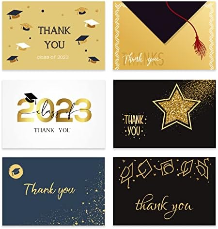 Nihuecne 2023 Graduation Thank You Cards with Self-adhesive Envelopes, 36 Set 4" x 6" High School or College Grad Greeting Note Cards for Graduation Party with 6 Design