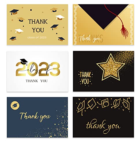 Nihuecne 2023 Graduation Thank You Cards With Self-Adhesive Envelopes, 36 Set 4" X 6" High School Or College Grad Greeting Note Cards For Graduation Party With 6 Design #TOP3