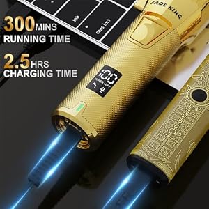 FADEKING® Professional Hair Clippers for Men - Cordless Hair Clippers, LCD Display Barber Clippers for Hair Cutting & Mens Grooming with Travel Case (Gold+Bronze) FADEKING Professional Hair Clippers for Men Cordless Hair Clippers LCD Display Barber Clippers for Hair Cutting Mens Grooming with Travel Case GoldBronze