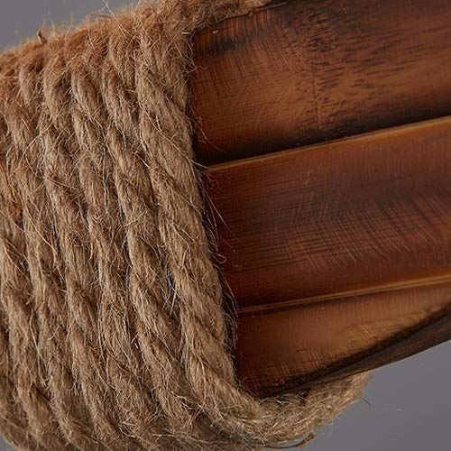 Plafonnier méditerranéen suspendu en fer industriel et bois véritable durable