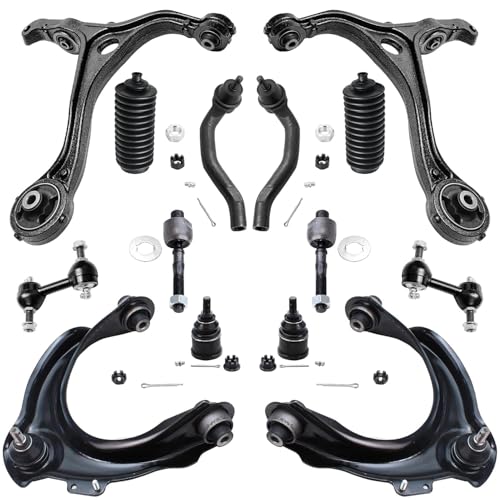 Image of Detroit Axle - 14pc Front End Suspension Kit for 03-07 Honda Accord, 04-08 Acura TSX, 4 Control Arms 2 Ball Joints 4 Tie Rods 2 Sway Bars 2 Boots 2004 2005 2006 2007 Replacement
