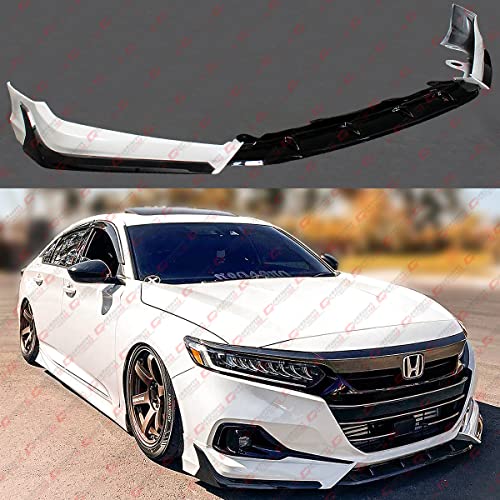 ACR Style JDM Painted Two-Toned Gloss Black Pearl White Front Bumper Lip Splitter Kit Compatible for 2021 2022 Honda Accord EX LX Touring Sport All Models